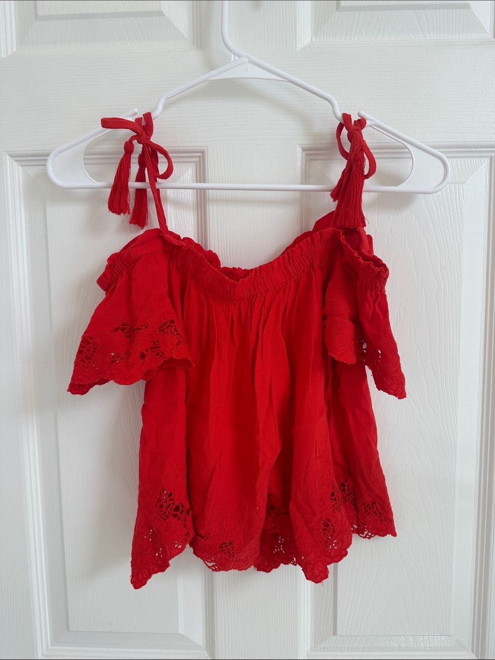 Astr Red Off-Shoulder Tie-Strap Camisole